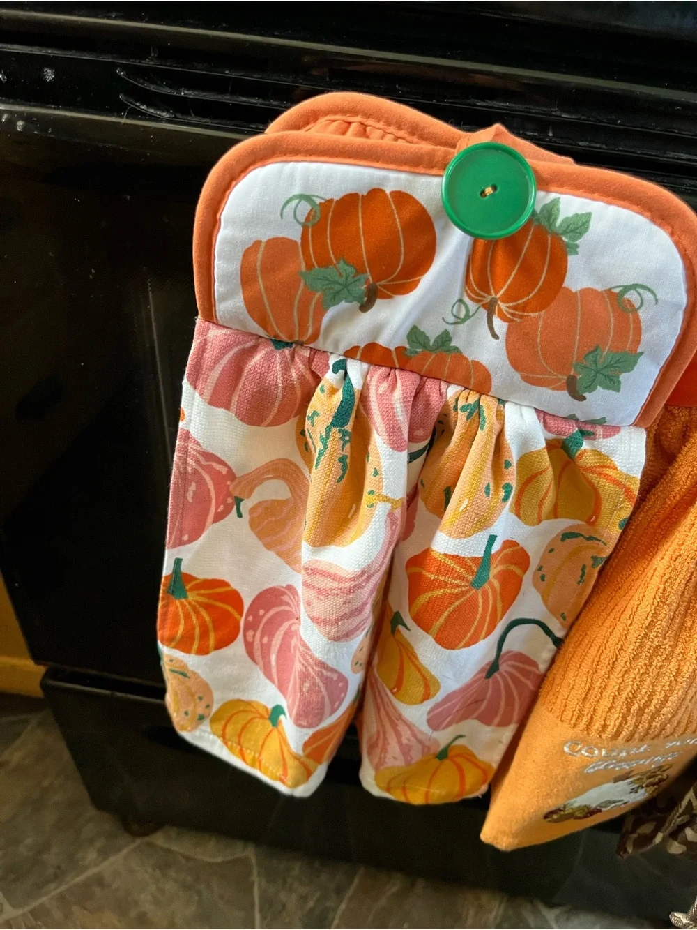Set of three Hanging Kitchen Towel Set - Orange